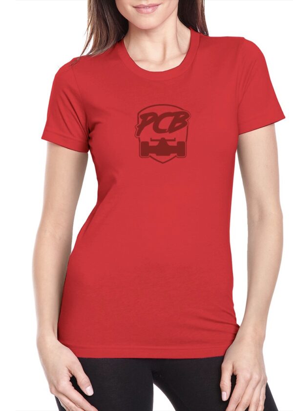 PCB Motorsport Ladies Shield Logo, Red T-Shirt